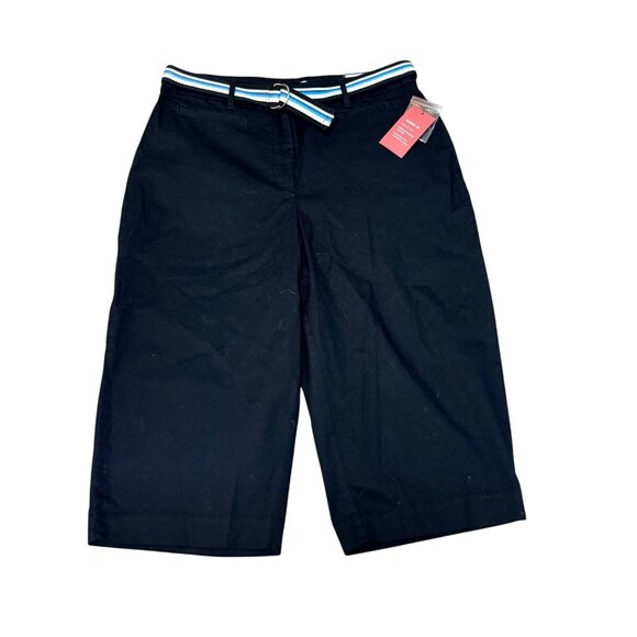 Croft & Barrow Womens Capri Pants Size 12 Black Stretch Crop Wide Leg Classic - Picture 1 of 14